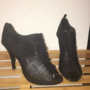 Black mesh heels
